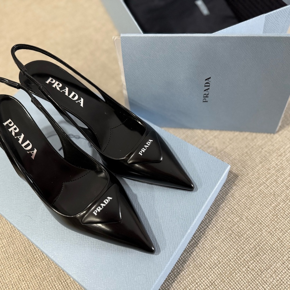 Prada Black Slingback Heels